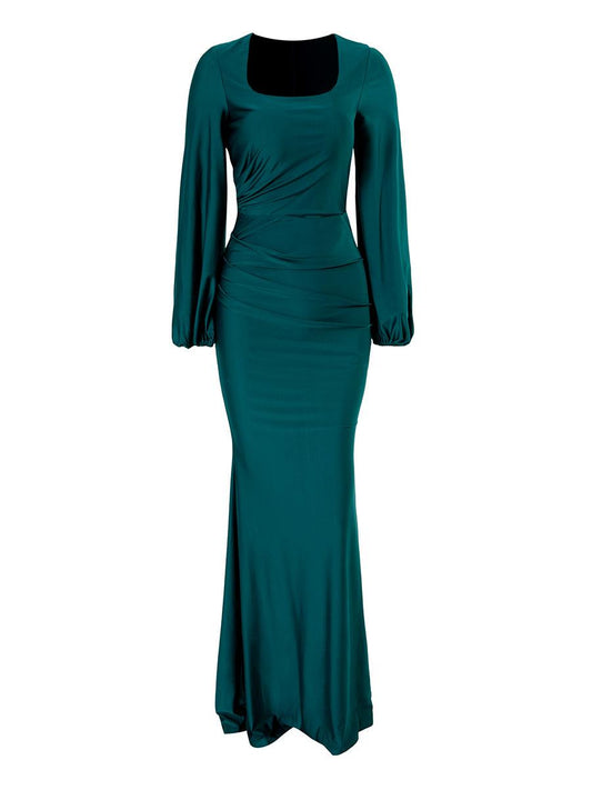 Bishop Sleeve Square Neck Mermaid Prom Dress XJ1496 - MISS ORD