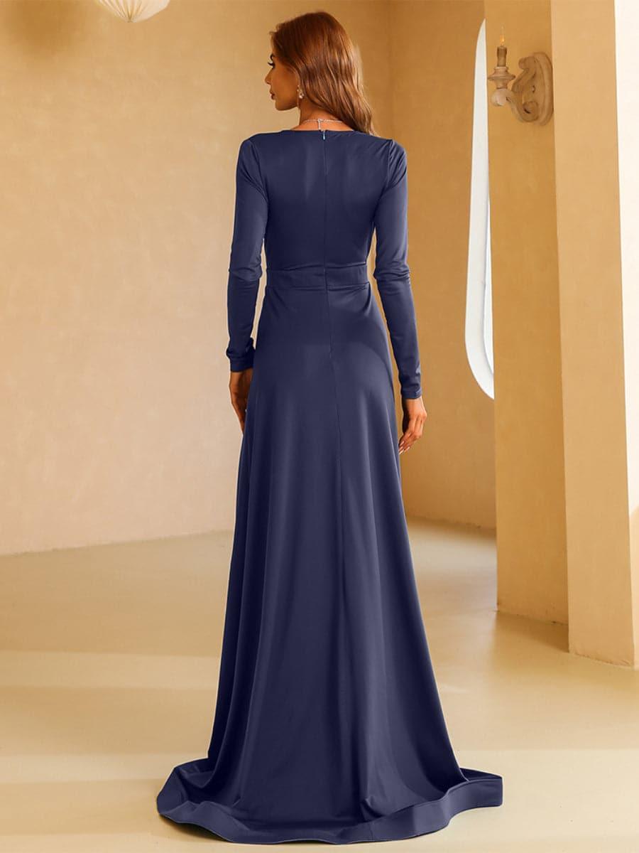 V-neck Long Sleeve Split Maxi Dress XH1221 - MISS ORD
