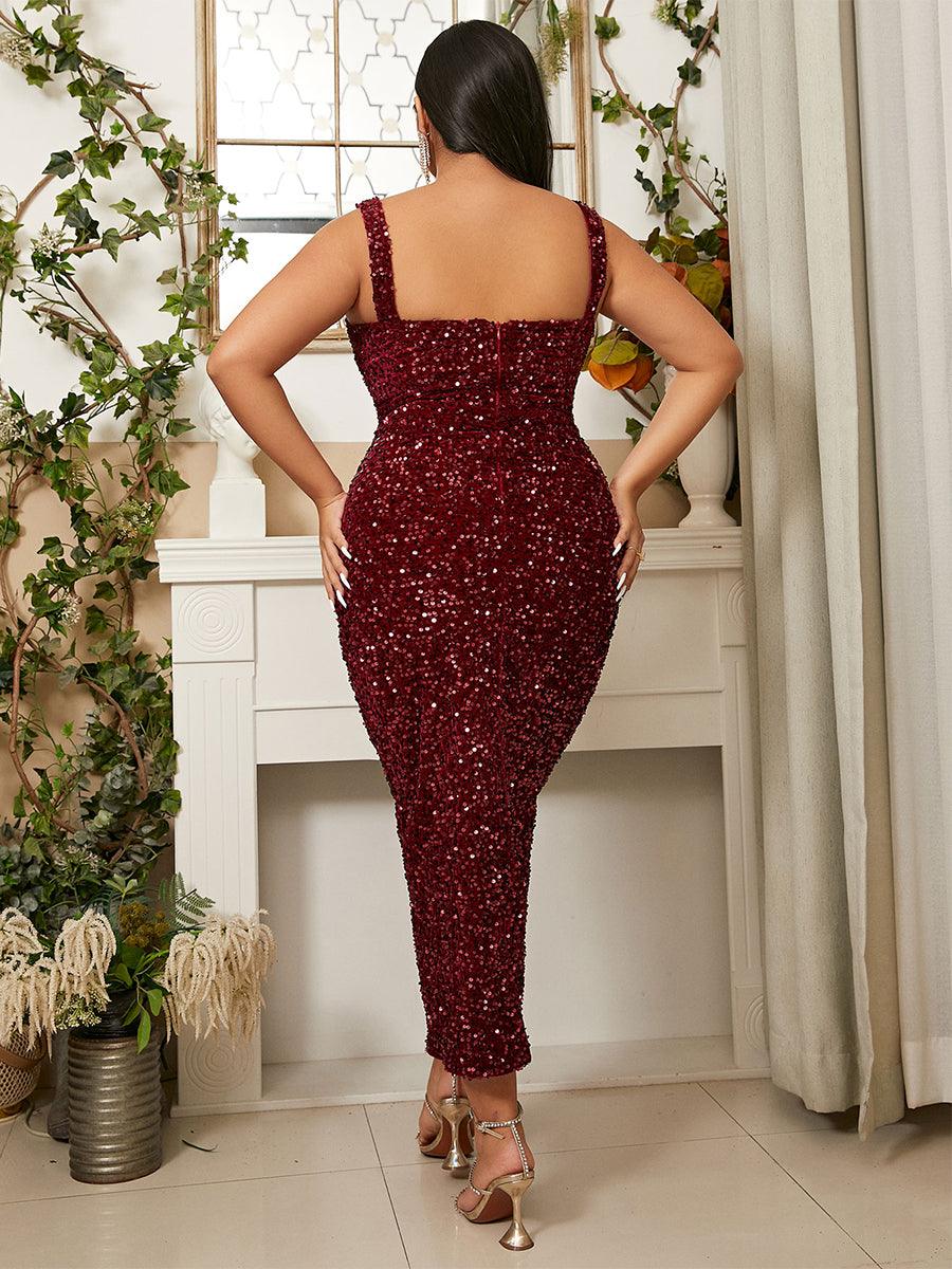 Square Neck Sequin Cocktail Dress XJ468 - MISS ORD