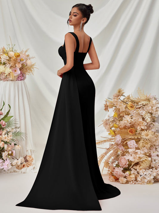 Herzausschnitt Korsett Drapiertes Maxikleid XF05705