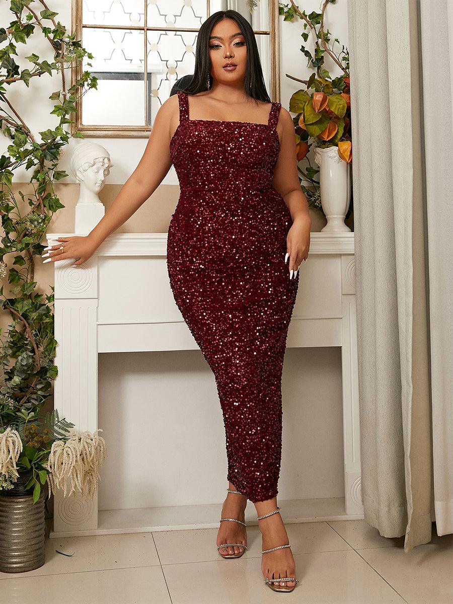 Square Neck Sequin Cocktail Dress XJ468 - MISS ORD