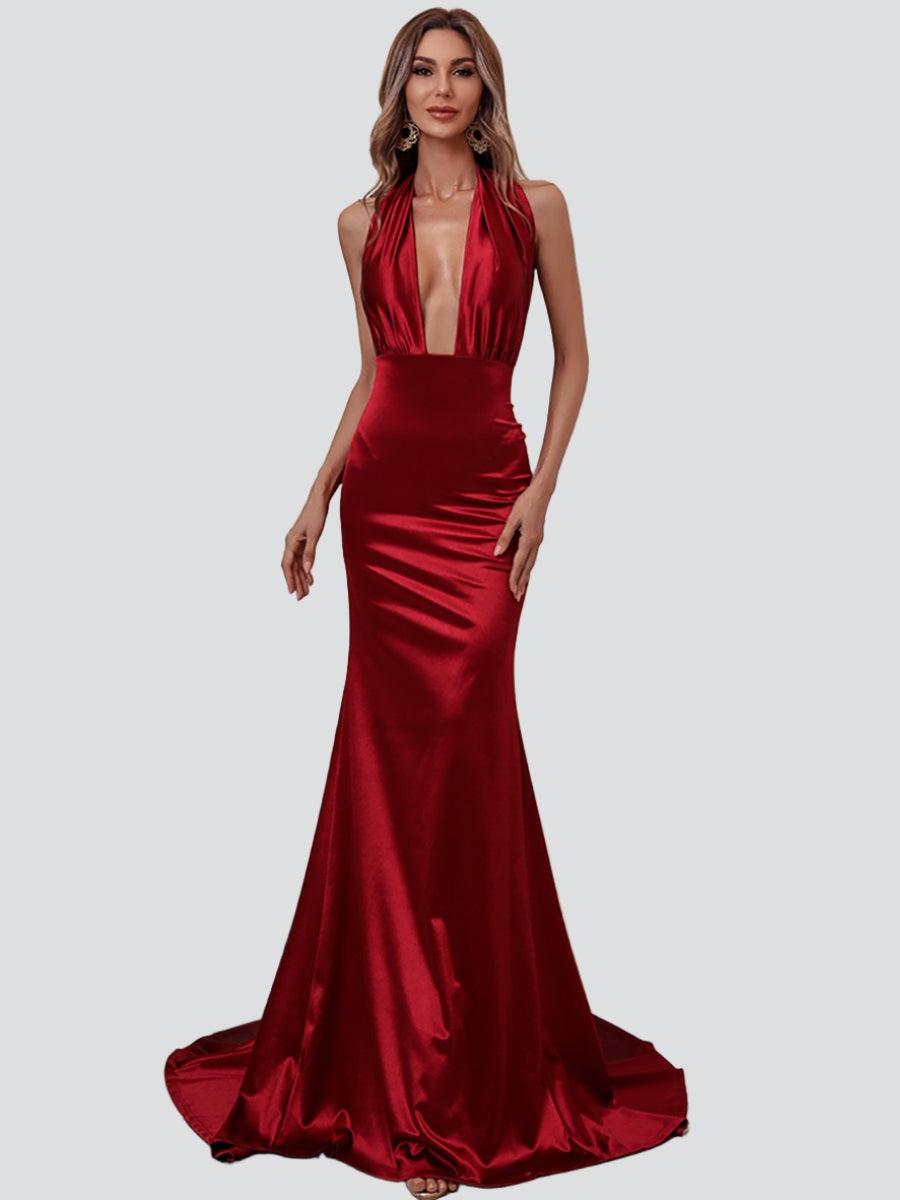 Convertible Maxi Satin Dress FT5035 - MISS ORD