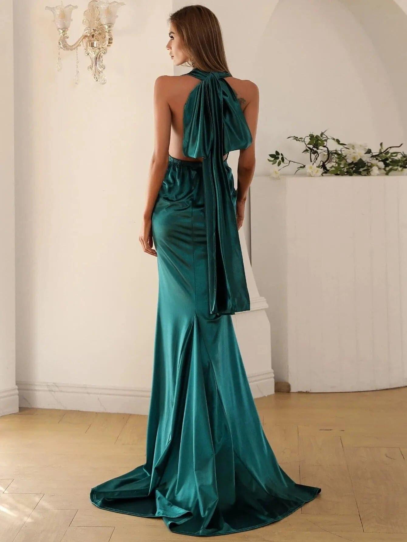 Convertible Maxi Satin Dress FT5035 - MISS ORD