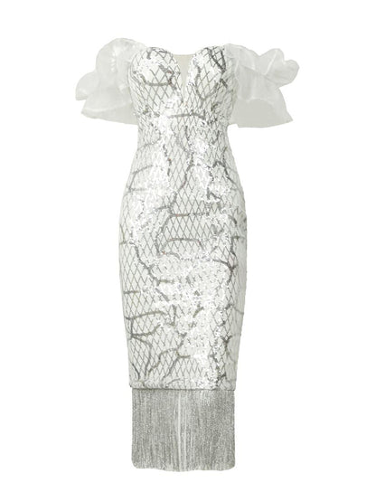 Tassel Midi Sequin Dress XJ1259 - MISS ORD