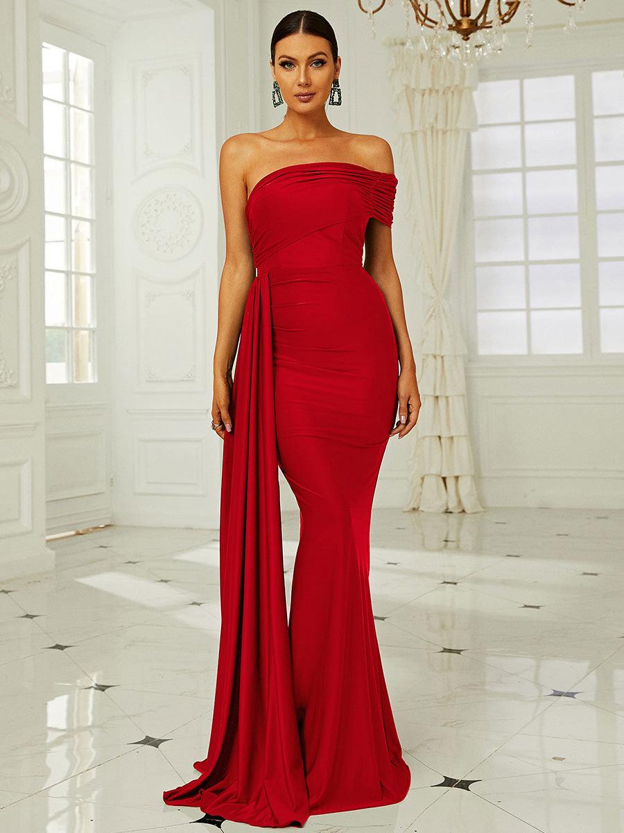 Draping Emerald Green Dress XH2158 - MISS ORD