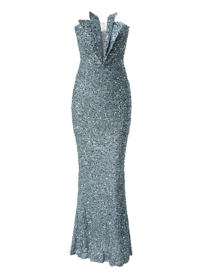 Strapless Folds Glitter Mermaid Prom Dress XJ978 - MISS ORD