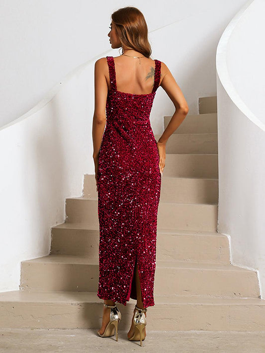 Square Neck Sequin Cocktail Dress XJ468 - MISS ORD