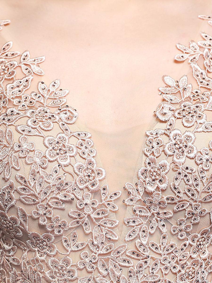 V-neck Sleeveless Embroidered Evening Dress MCW0951 - MISS ORD