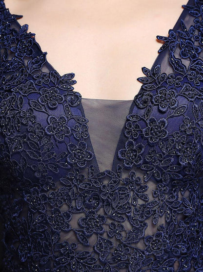 V-neck Sleeveless Embroidered Evening Dress MCW0951 - MISS ORD