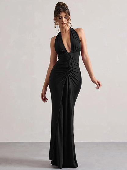 Halter Ruched Backless Formal Dress MYT1003 - MISS ORD
