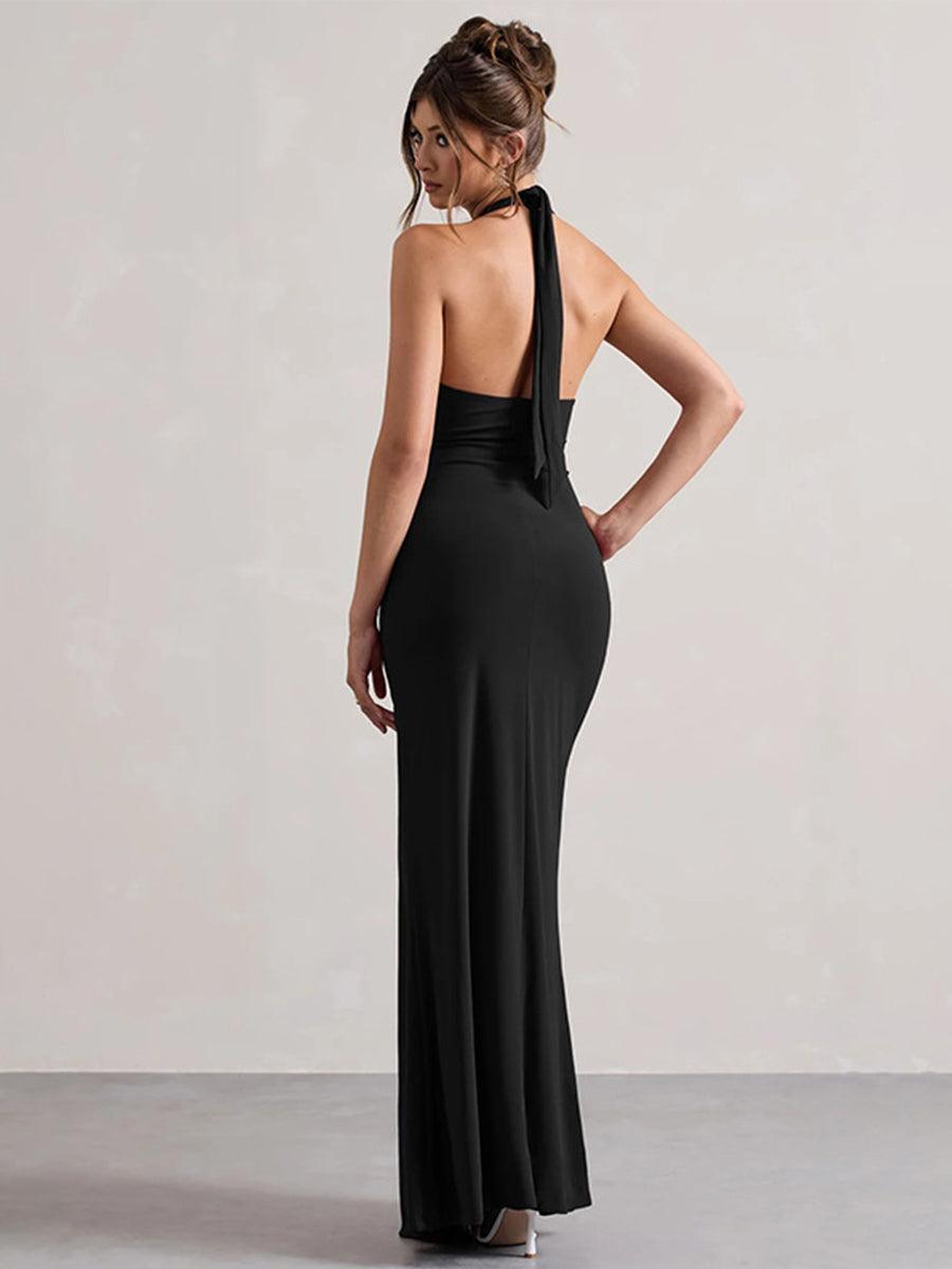 Halter Ruched Backless Formal Dress MYT1003 - MISS ORD