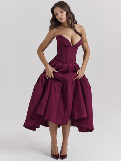 Black Corset Strapless A-line Prom Dress MYC1010 - MISS ORD