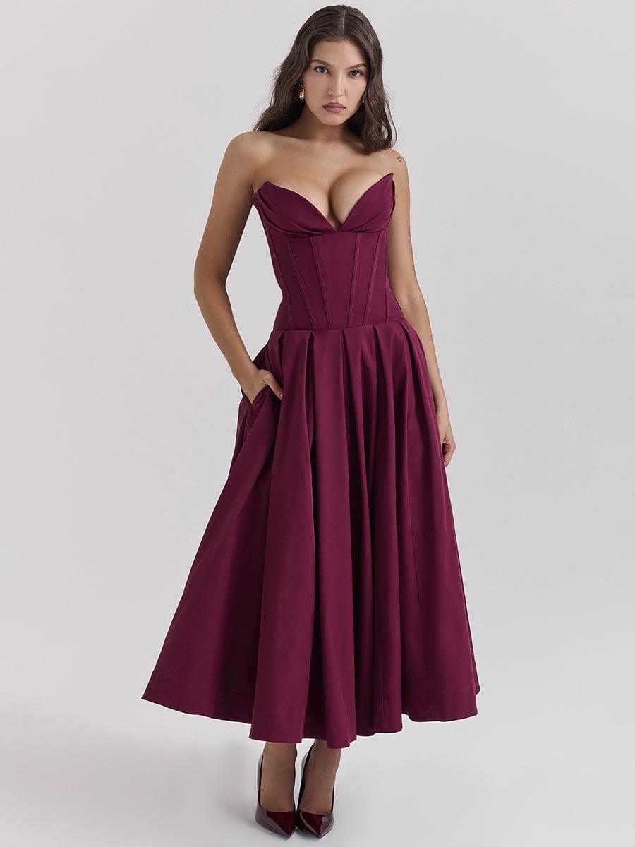 Black Corset Strapless A-line Prom Dress MYC1010 - MISS ORD