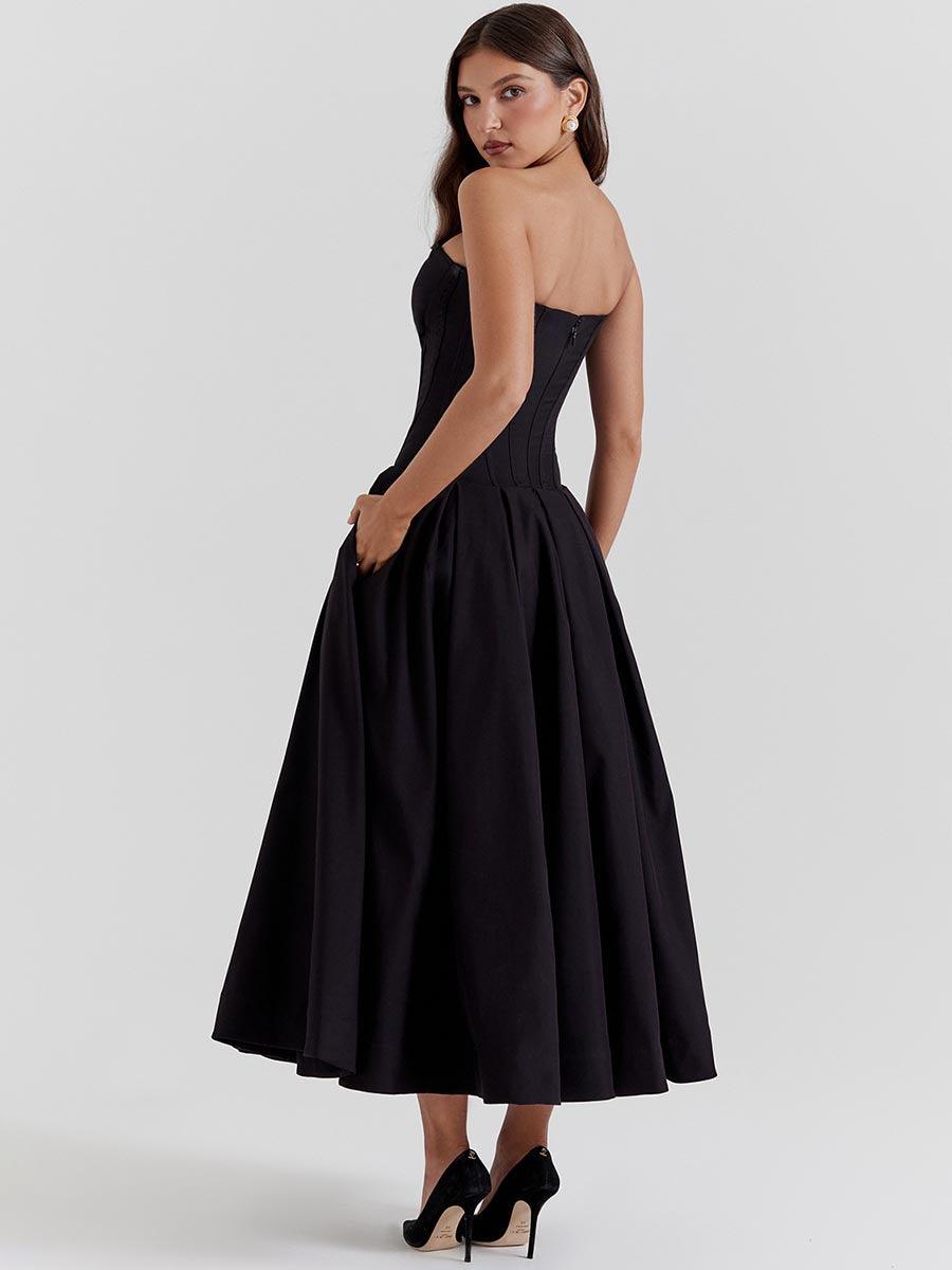Black Corset Strapless A-line Prom Dress MYC1010 - MISS ORD