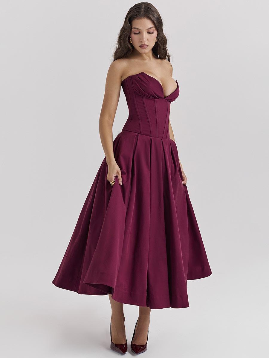 Black Corset Strapless A-line Prom Dress MYC1010 - MISS ORD