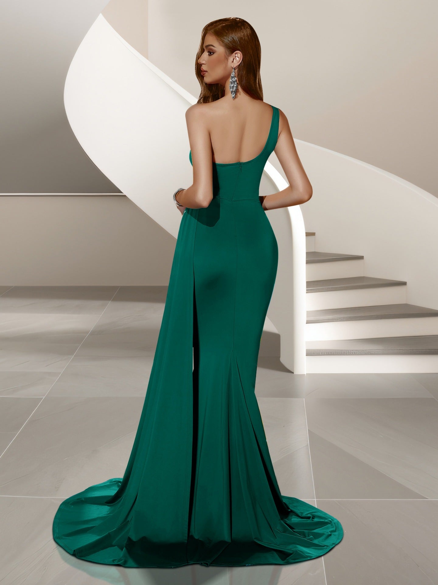 One-Shoulder Meerjungfrau Rückenausschnitt Kleid XF05712