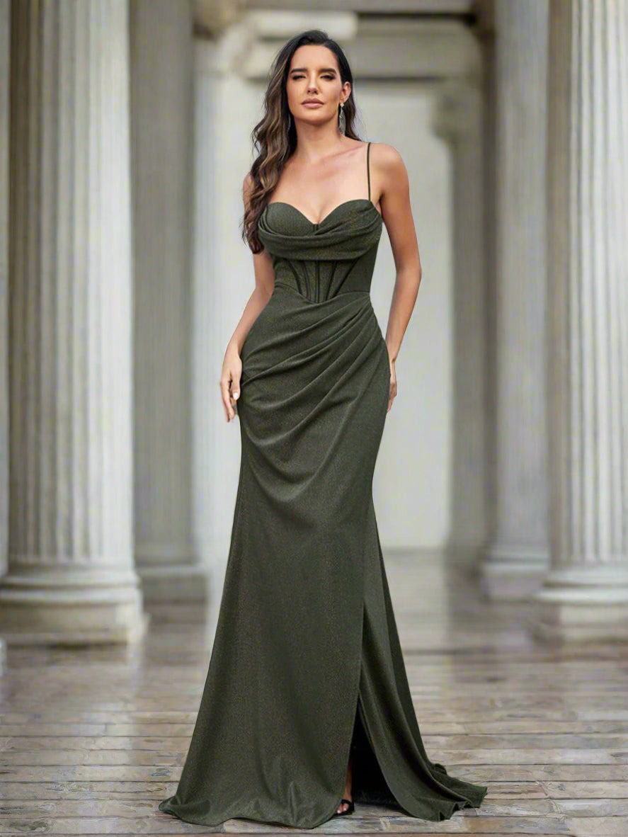 Grünes Cocktailkleid Korsett Schlitz Sexy XF1021