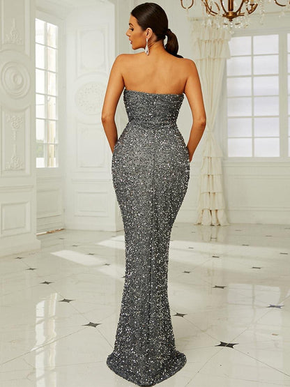 Strapless Folds Glitter Mermaid Prom Dress XJ978 - MISS ORD