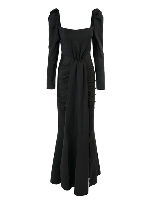 Puff Long Sleeve Split Black Mermaid Prom Dress XJ979 - MISS ORD
