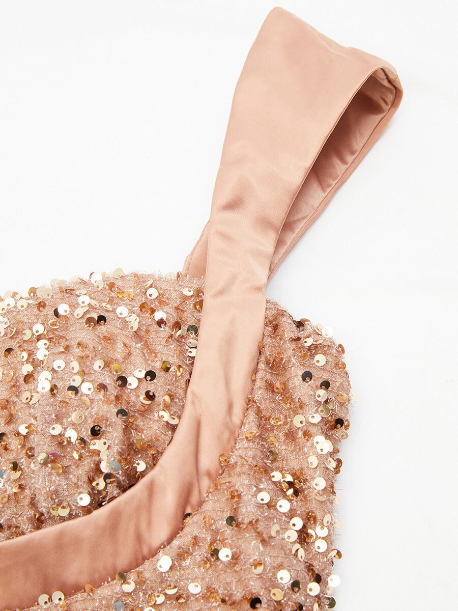 Ribbon Corset Sequin Maxi Prom Dress XH2162 - MISS ORD