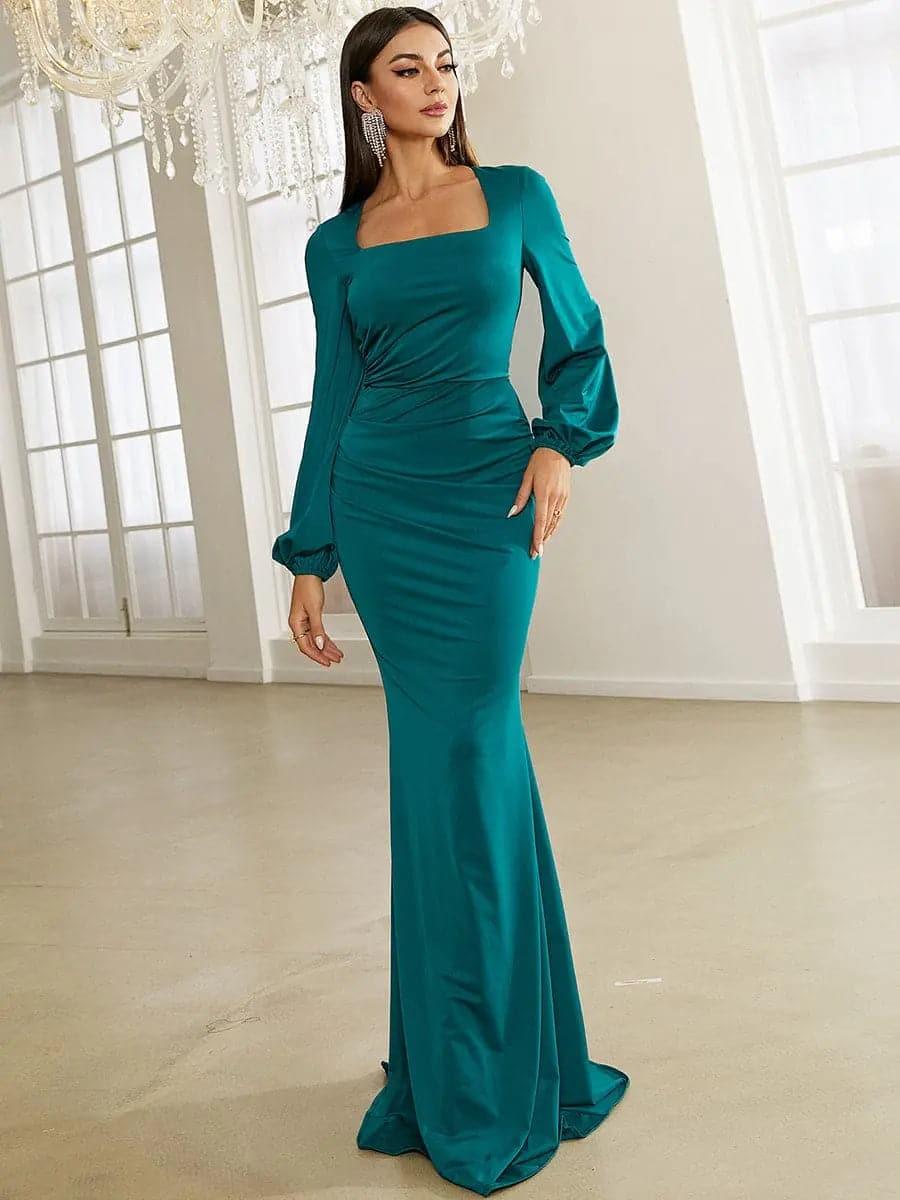 Bishop Sleeve Square Neck Mermaid Prom Dress XJ1496 - MISS ORD