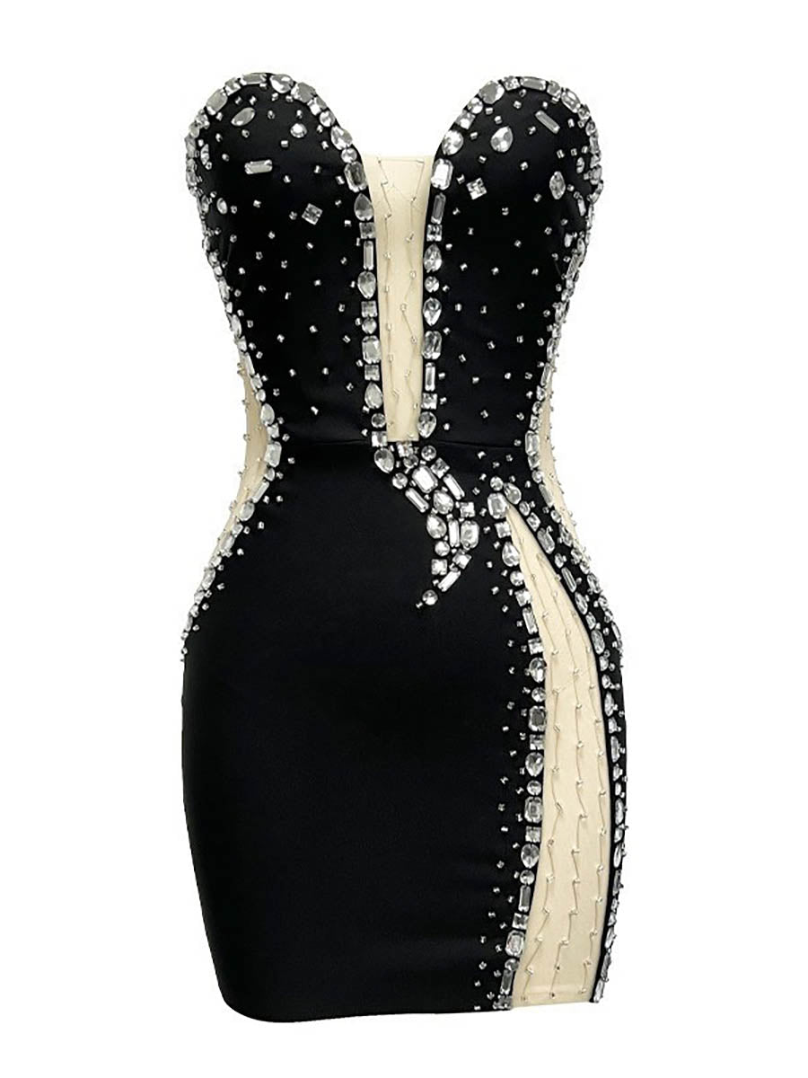 Sexy Minikleid mit Cut-Out Glitzersteinen XF41057