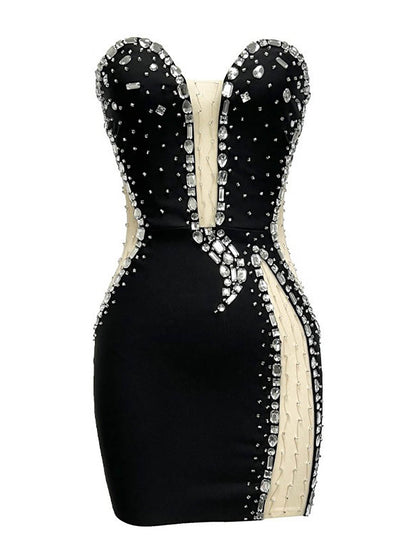 Sexy Minikleid mit Cut-Out Glitzersteinen XF41057